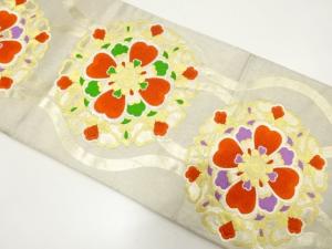 アンティーク　立涌に華紋織り出し袋帯（材料）